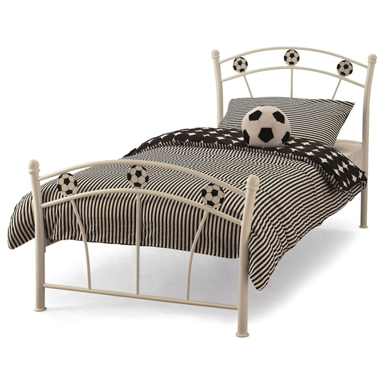 Photo of Soccer metal single bed in white