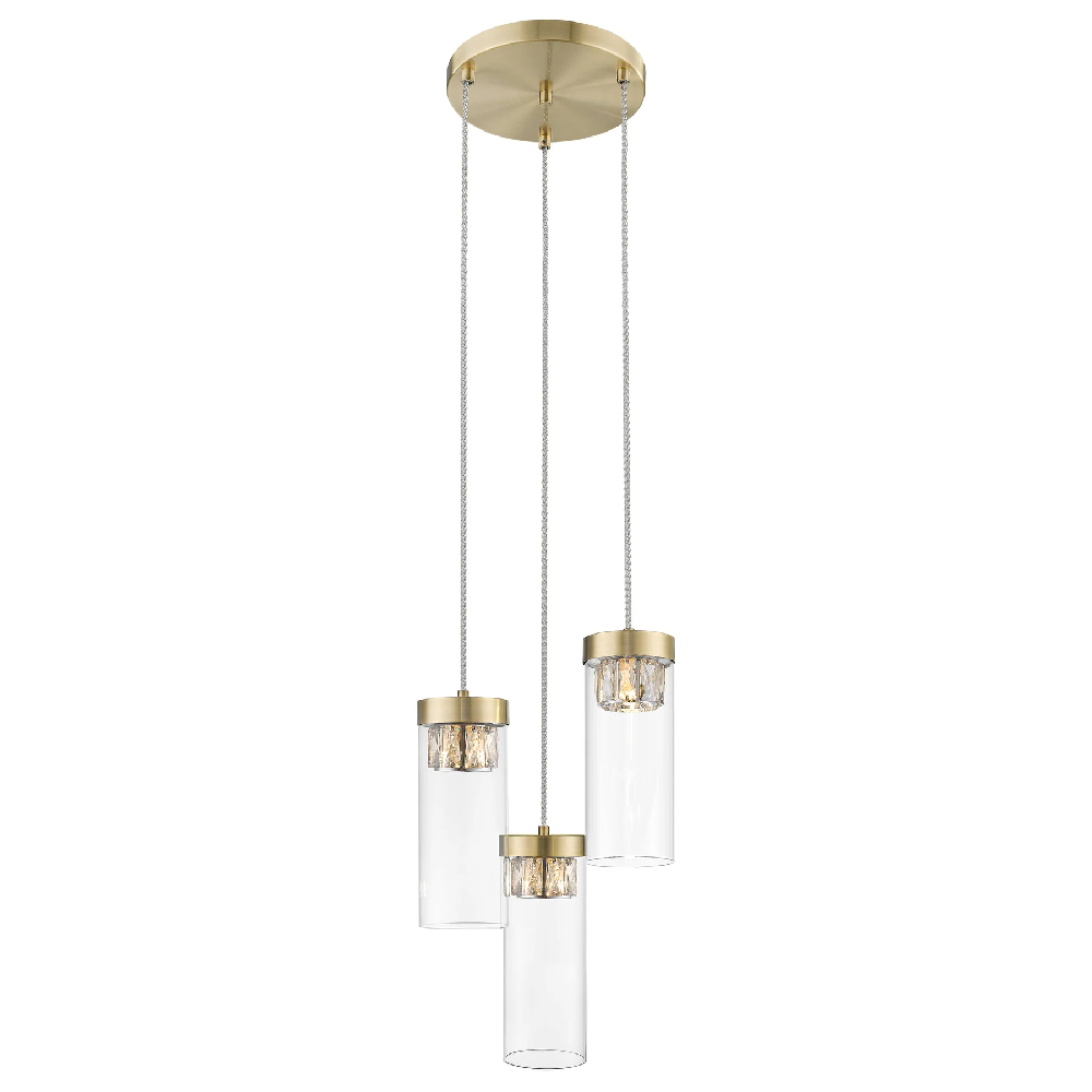 Read more about Socorro 3 light crystal clear pendant light in antique bronze