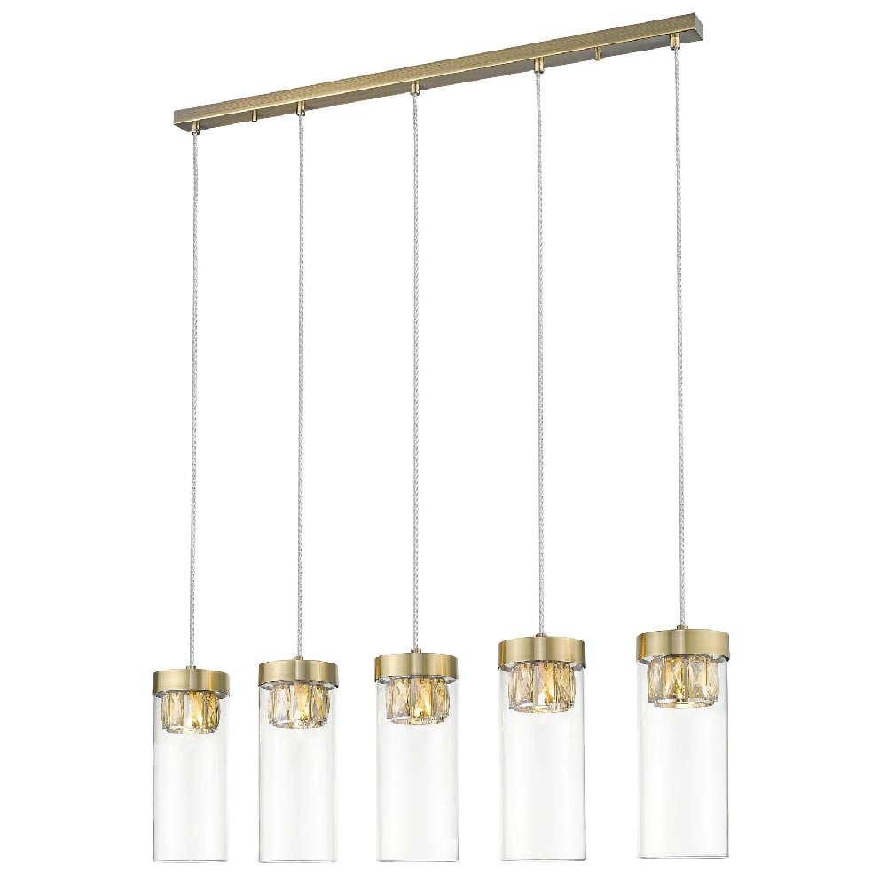 Read more about Socorro 5 light crystal clear pendant light in antique bronze