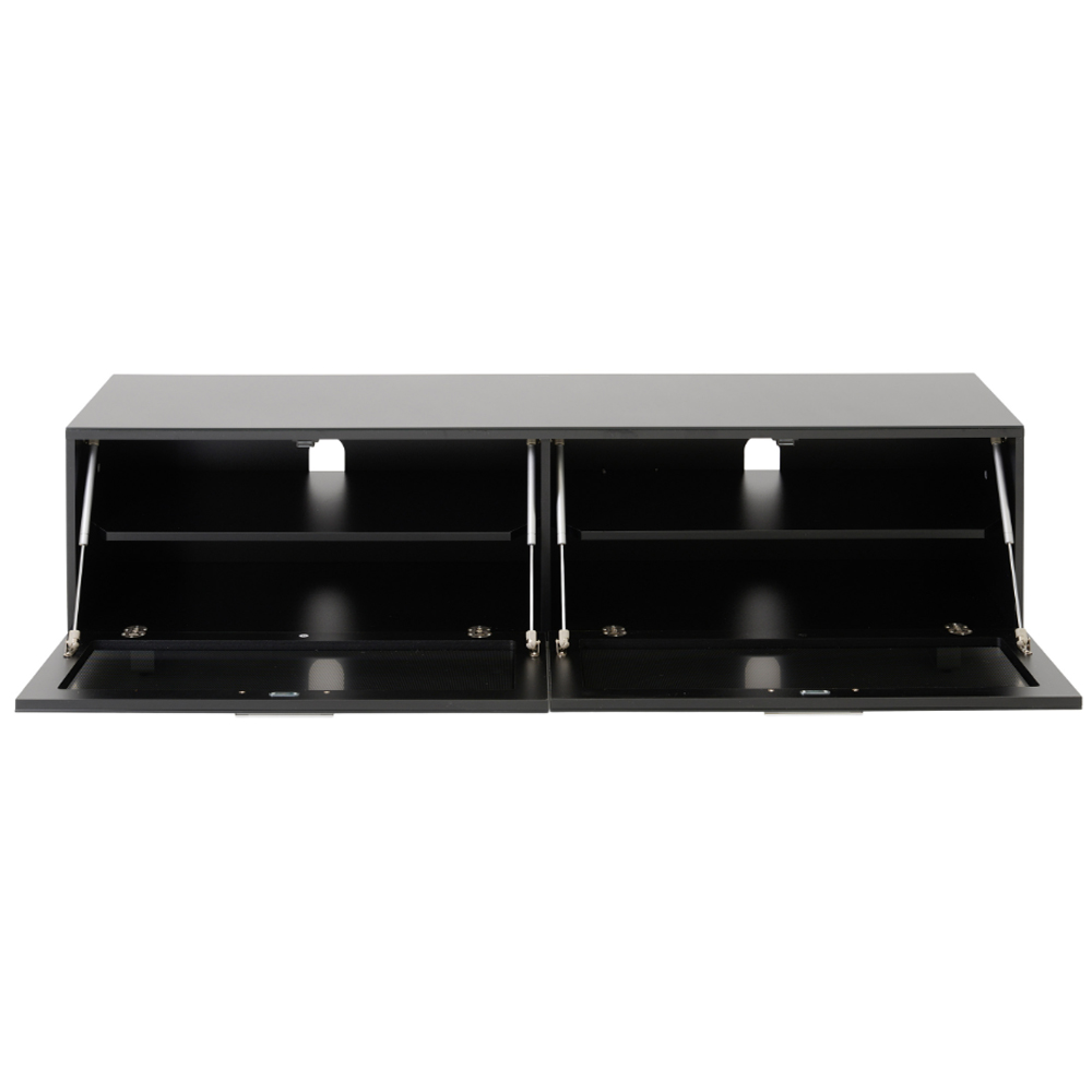 Sofia 1600mm Glass Top TV Stand With 2 Door - Black High Gloss