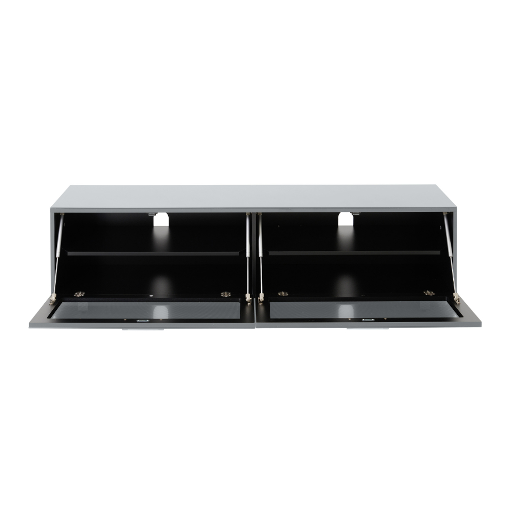 Sofia 1600mm Glass Top TV Stand With 2 Door - Grey High Gloss