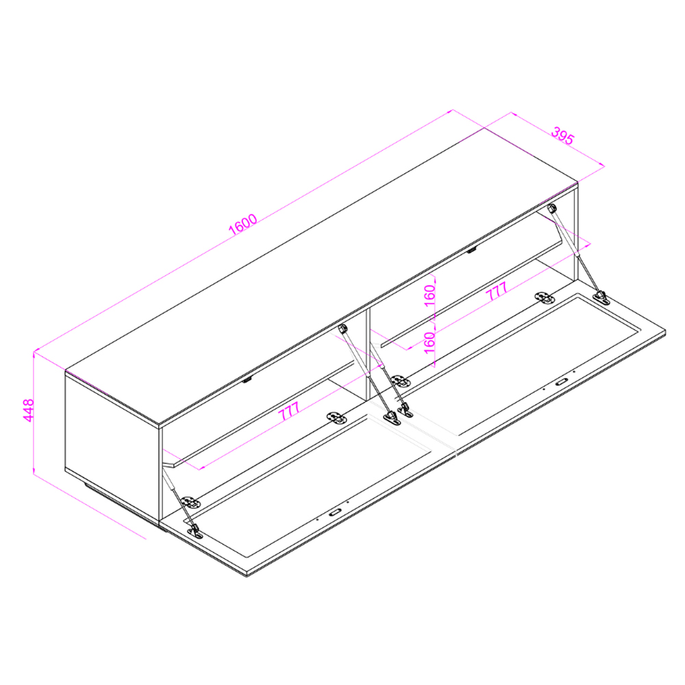 Sofia 1600mm Glass Top TV Stand With 2 Door - White High Gloss