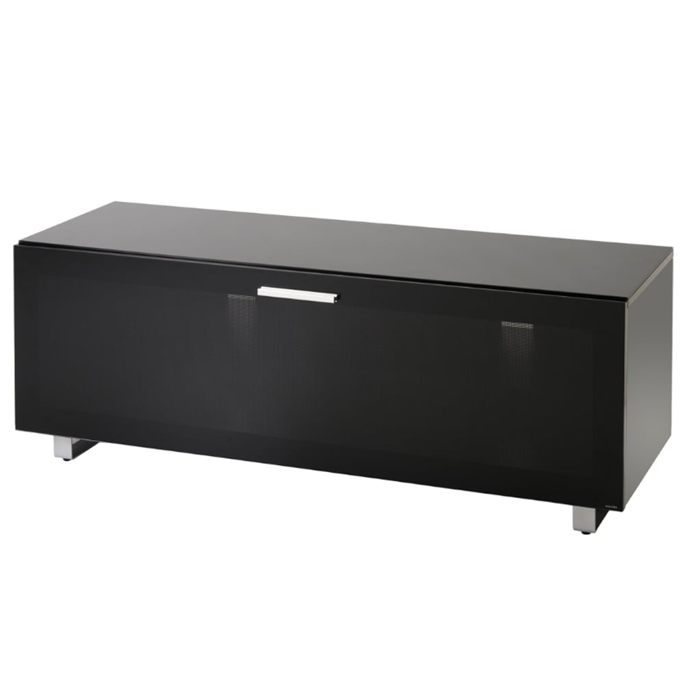 Sofia 1200mm Glass Top TV Stand With 1 Door - Black High Gloss