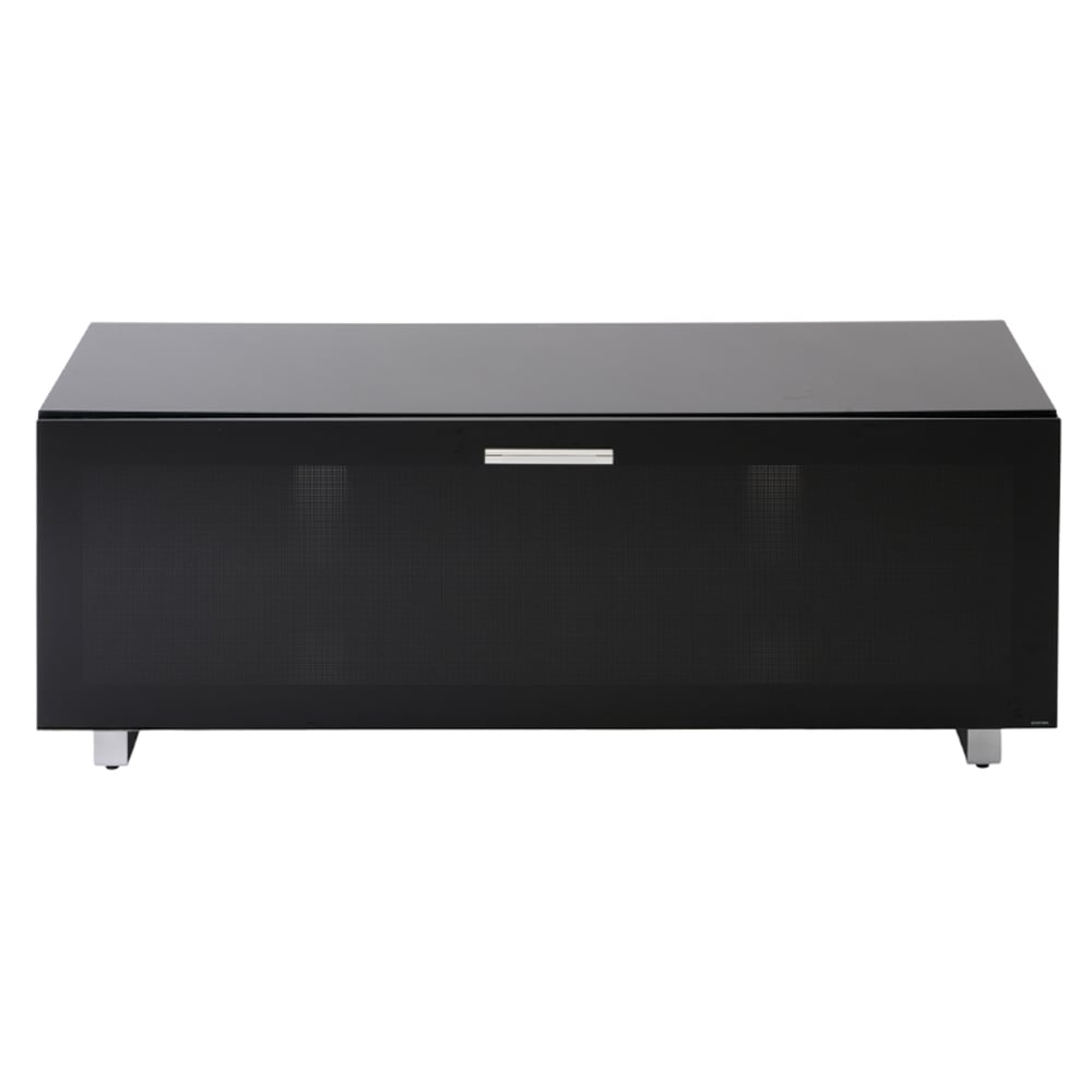 Sofia 1200mm Glass Top TV Stand With 1 Door - Black High Gloss