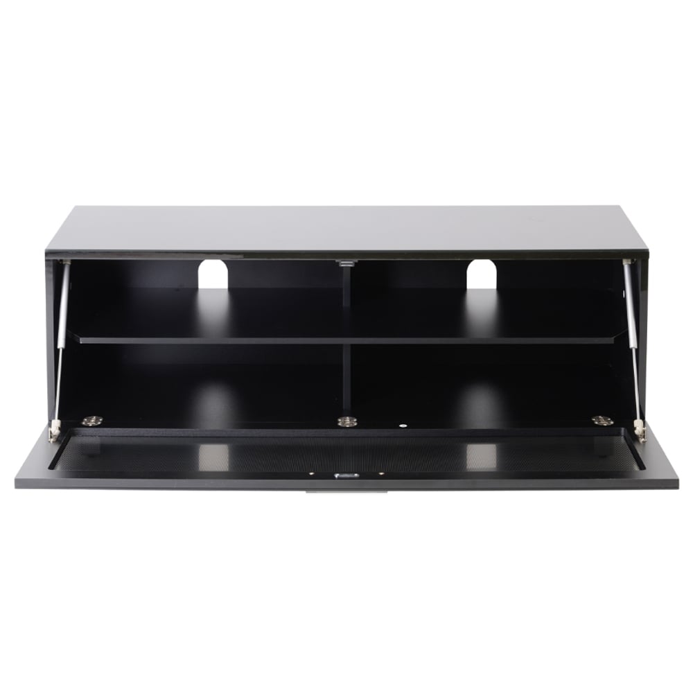Sofia 1200mm Glass Top TV Stand With 1 Door - Black High Gloss
