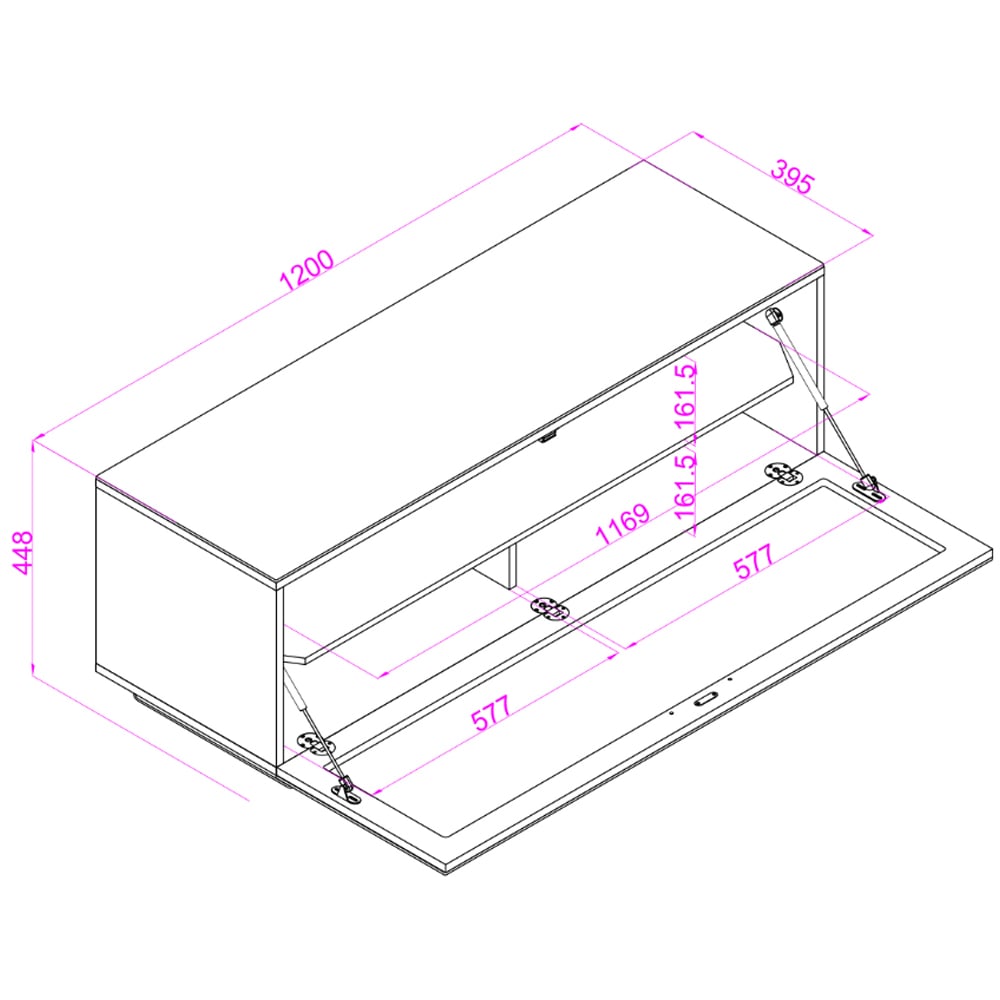 Sofia 1200mm Glass Top TV Stand With 1 Door - Black High Gloss