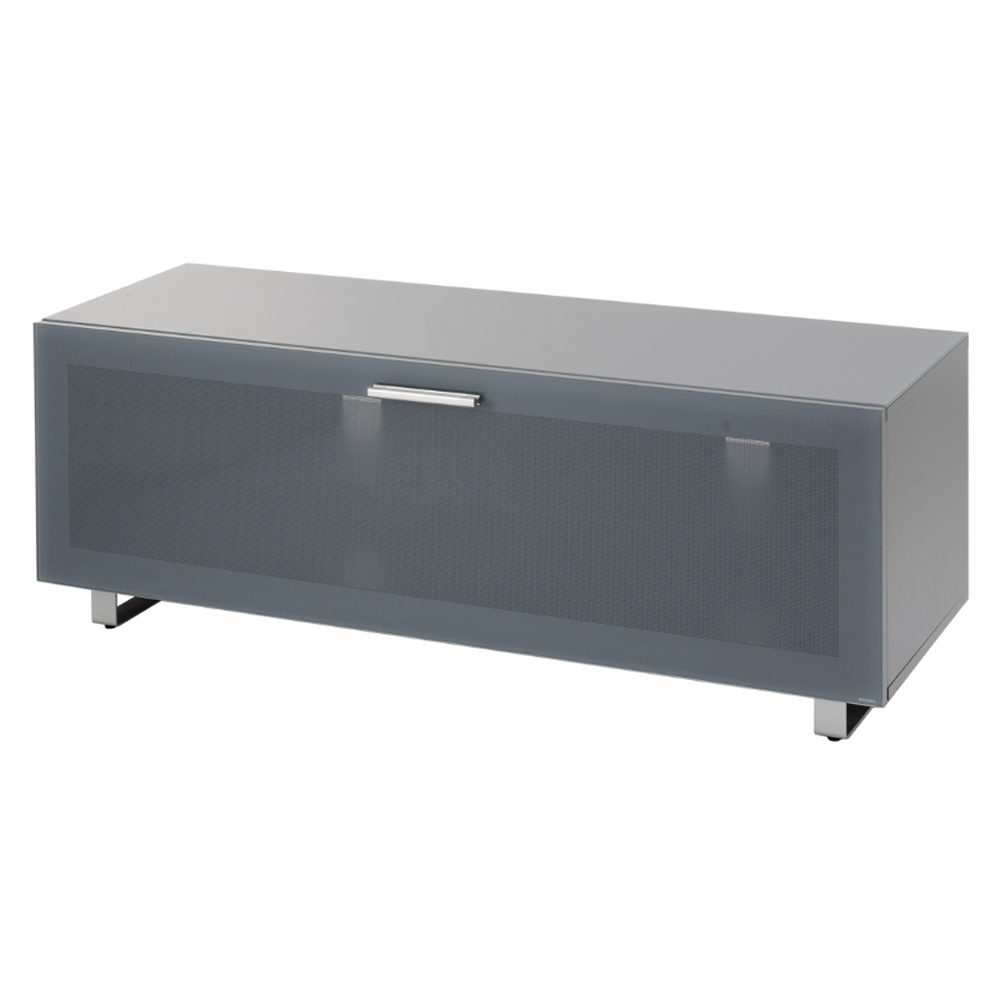 Sofia 1200mm Glass Top TV Stand With 1 Door - Grey High Gloss
