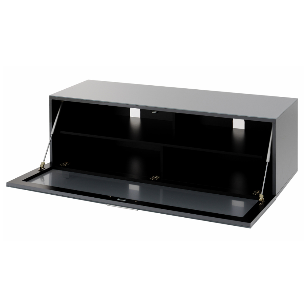 Sofia 1200mm Glass Top TV Stand With 1 Door - Grey High Gloss