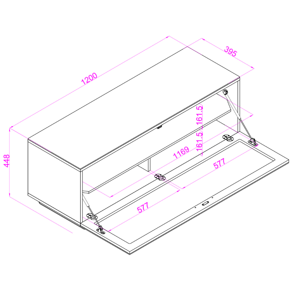 Sofia 1200mm Glass Top TV Stand With 1 Door - Grey High Gloss