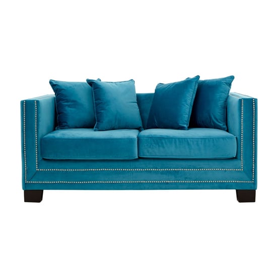 Pipirima Velvet 2 Seater Sofa In Cyan Blue
