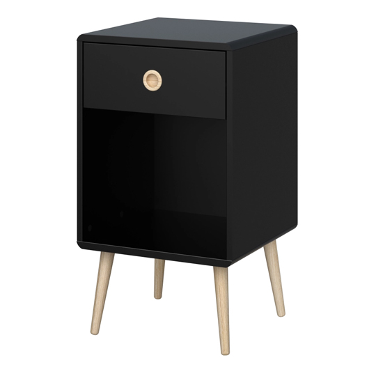 Softline Bedside In Black With 1 Drawer FiF