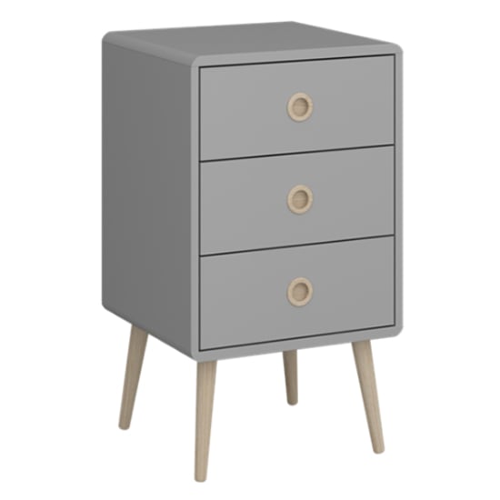 Softline Bedside Cabinet In Elephant Grey With 3 Drawers
