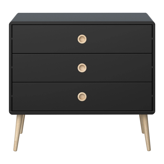 Softline Wooden Chest Of Drawers In Black With 3 Drawers_2