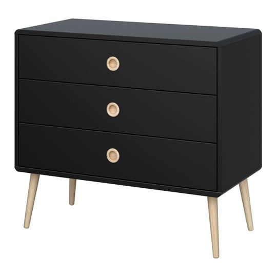 Softline Wooden Chest Of Drawers In Black With 3 Drawers_3