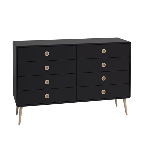 Softline Wooden Chest Of Drawers In Black With 8 Drawers