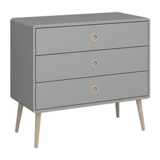 Softline Wooden Chest Of Drawers In Elephant Grey With 3 Drawers