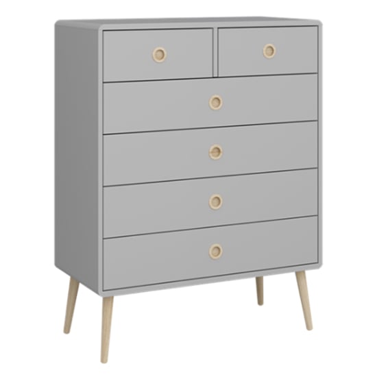 Softline Wooden Chest Of Drawers In Elephant Grey With 6 Drawers