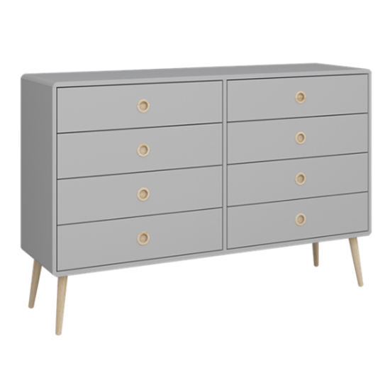 Softline Wooden Chest Of Drawers In Elephant Grey With 8 Drawers