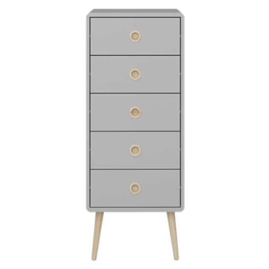 Softline Wooden Narrow Chest Of Drawers In Grey With 5 Drawers_2