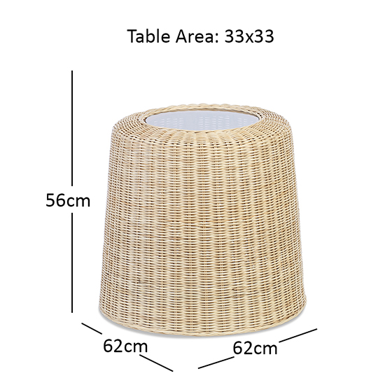 Sohag Woven Round Clear Glass Top Side Table With Rattan Base_3