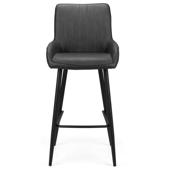 Sakaye Black Faux Leather Bar Chairs In Pair