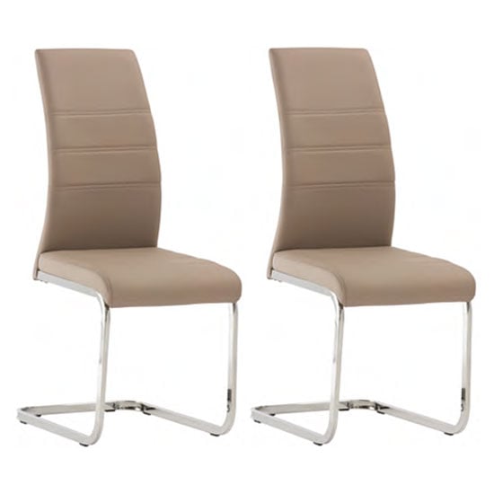 Product photograph of Sako Cappuccino Faux Leather Dining Chair In A Pair from Furniture in Fashion