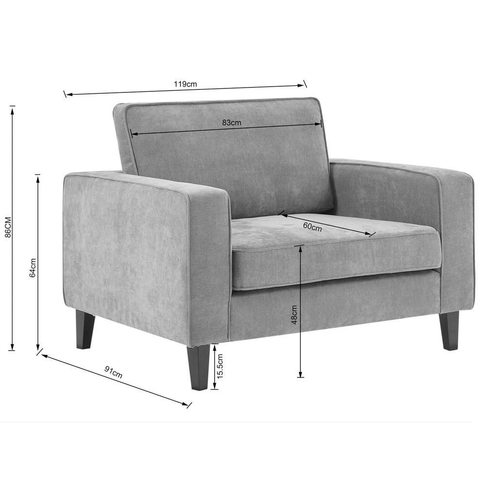 Soho Fabric 1 Seater Sofa In Grey