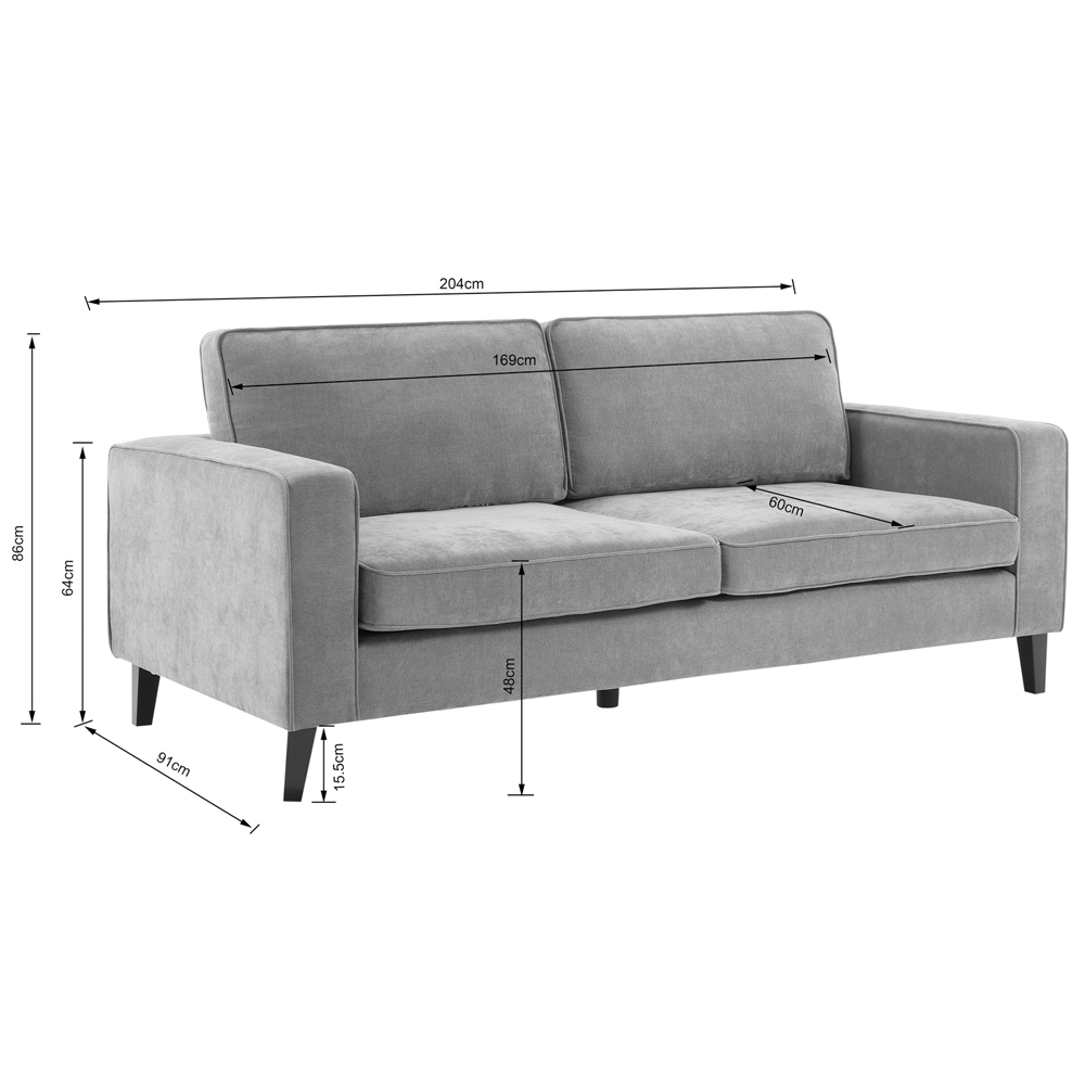 Soho Fabric 3 Seater Sofa In Grey