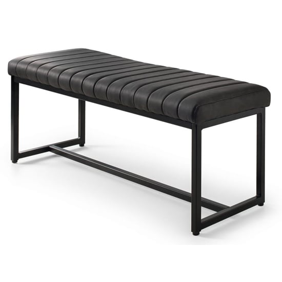 Read more about Sakaye faux leather dining bench in black