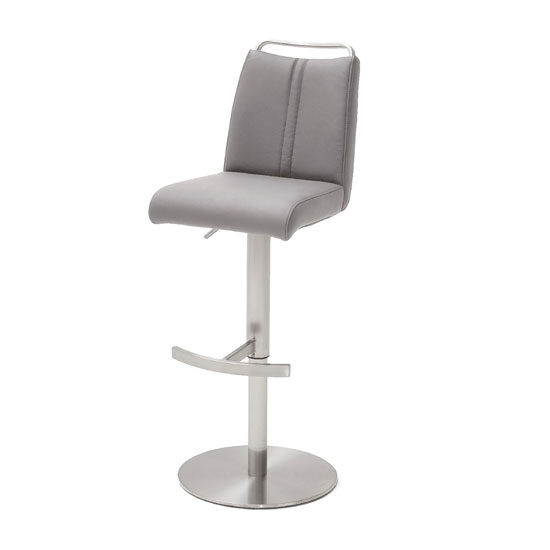 Soho Glass Bar Table With 2 Giulia Ice Grey Stools_3