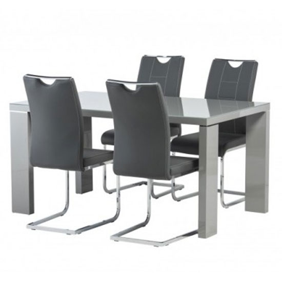 Sako Glass Top Dining Set In Grey Gloss With 4 Osken Chairs_2