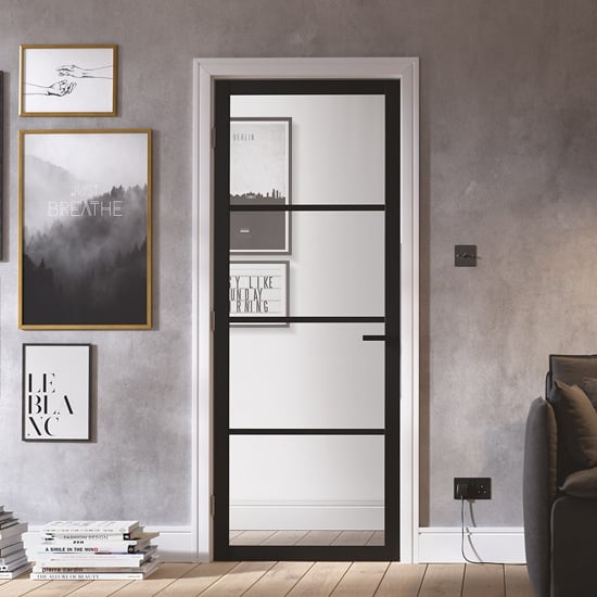 Product photograph of Soho Glazed 1981mm X 610mm Internal Door In Black from Furniture in Fashion