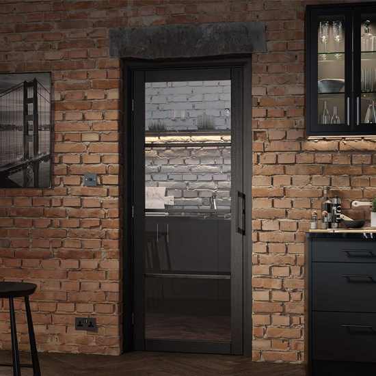 Product photograph of Soho Glazed 1981mm X 610mm Internal Door In Dark Charcoal from Furniture in Fashion