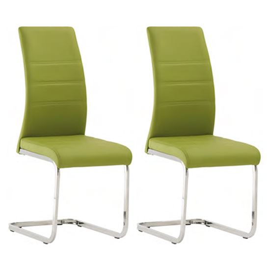 Read more about Sako green faux leather dining chair in a pair