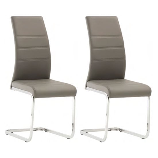 Product photograph of Sako Grey Faux Leather Dining Chair In A Pair from Furniture in Fashion