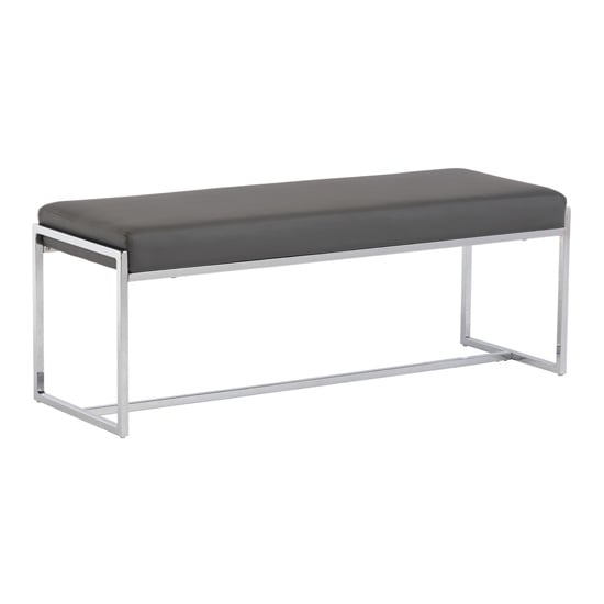 Sako Faux Leather Dining Bench In Grey