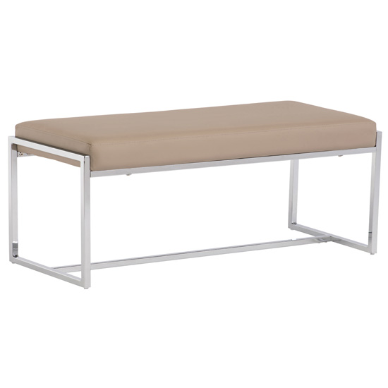 Sako Faux Leather Dining Bench In Stone