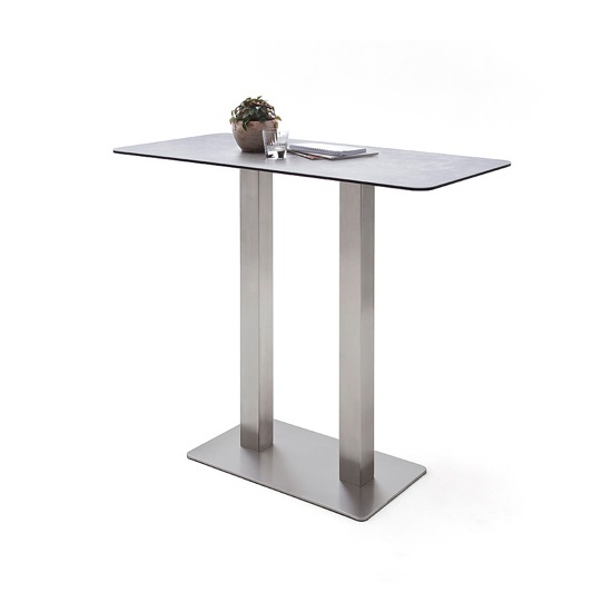 Read more about Soho glass bar table rectangular in light grey and brushed steel