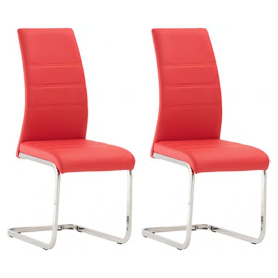 Photo of Sako red faux leather dining chair in a pair