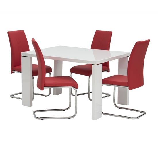 Sako Small Glass Top Dining Table In White High Gloss_2