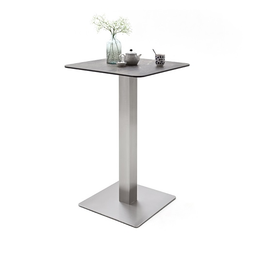 Read more about Soho glass bar table square in mokka and brushed steel base