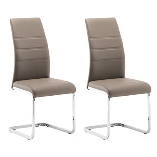 Sako Taupe Faux Leather Dining Chair In A Pair