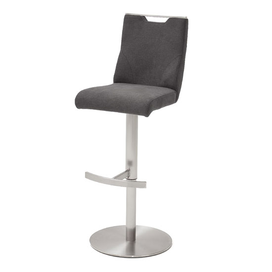 Soho White Glass Bar Table With 2 Jiulia Fabric Grey Stool_3