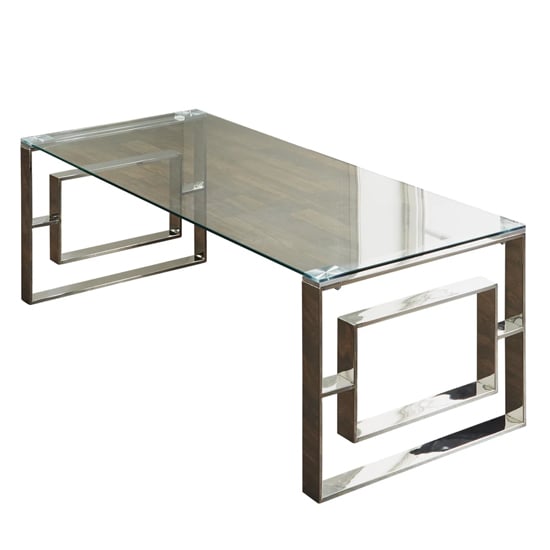Solana Clear Glass Top Coffee Table With Silver Frame_2