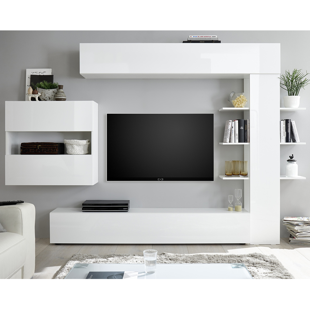 Solana High Gloss Wall Entertainment Unit In White