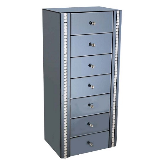 Solano Smoke Glass Chest Of Drawers With 7 Drawers Furniture in Fashion