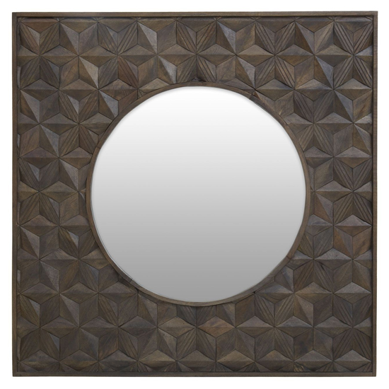 Solara Square Wall Bedroom Mirror In Grey Wooden Frame