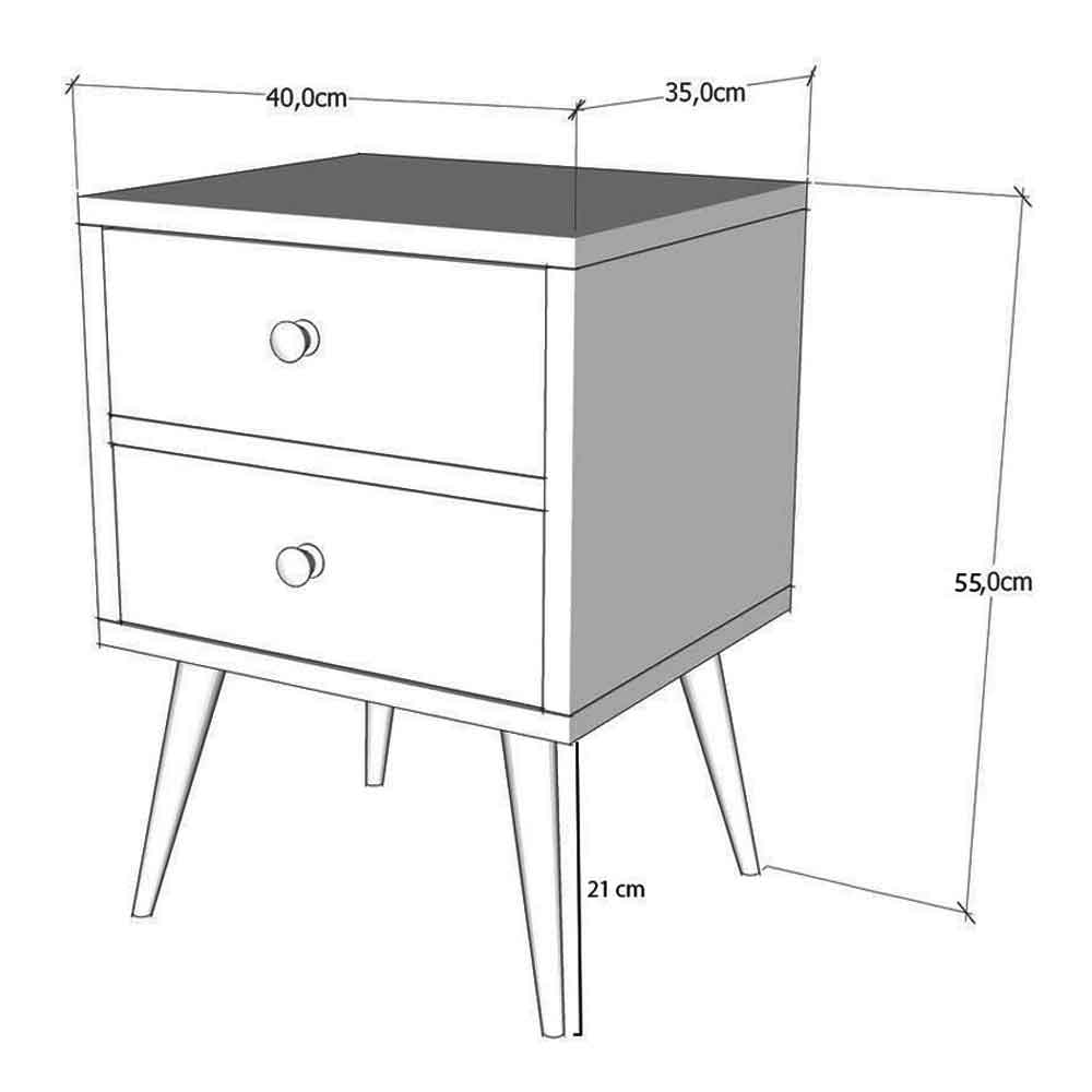 Solara Wooden Bedside Cabinet with 2 Drawers in White and Walnut