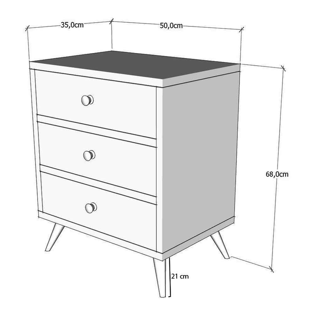 Solara Wooden Chest of 3 Drawers in White and Walnut