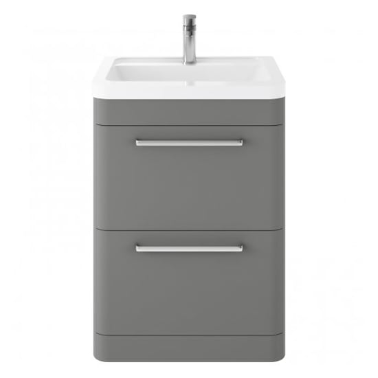 Product photograph of Solaria 60cm Vanity Unit With Ceramic Basin In Cool Grey from Furniture in Fashion